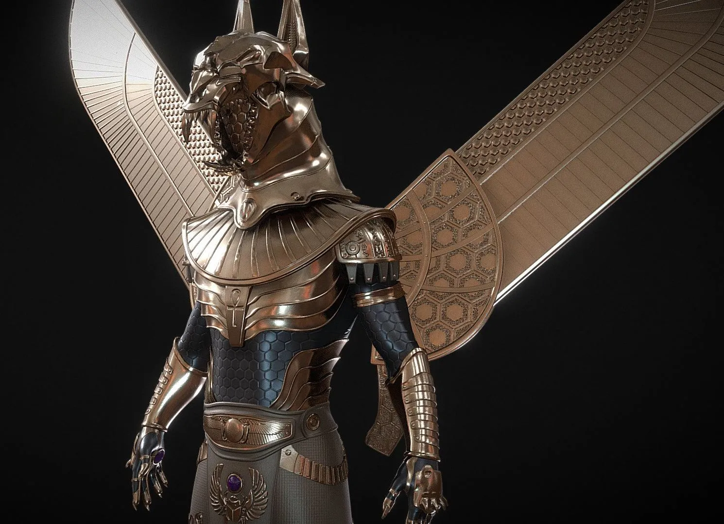 PBR Game 3D Models – Anubis Guardian T Pose