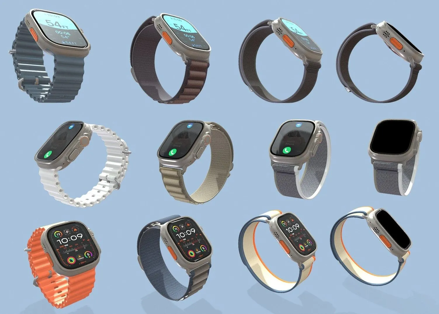 PBR Game 3D Models – Apple Watch Ultra 2 All Colors