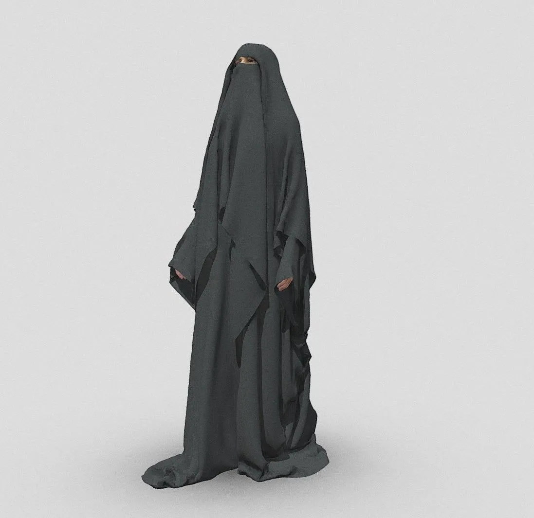 PBR Game 3D Models – Arab Woman In Long Robe Dress 3D People