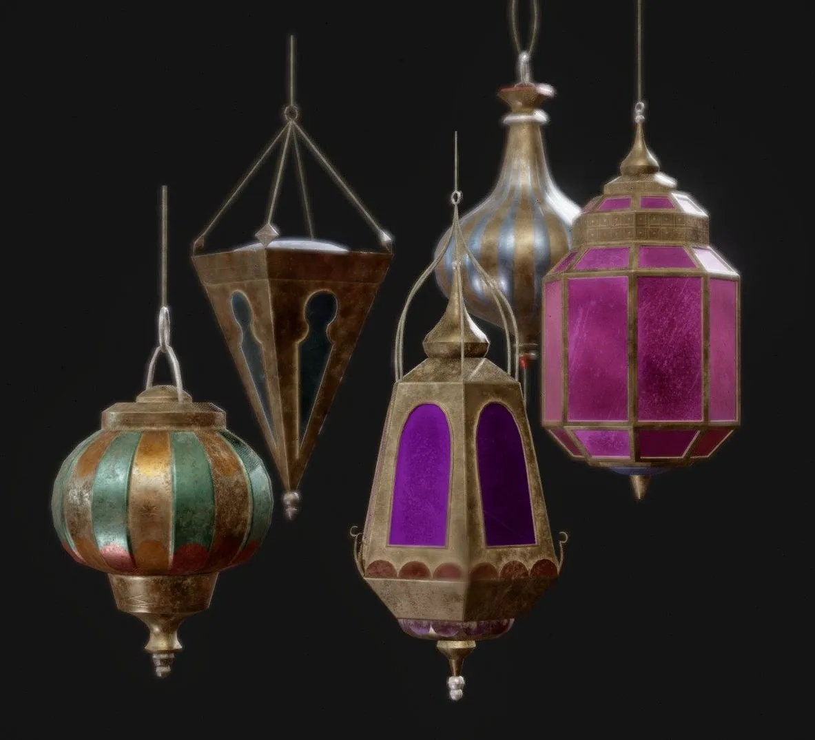 PBR Game 3D Models – Arabian Hanging Lamps