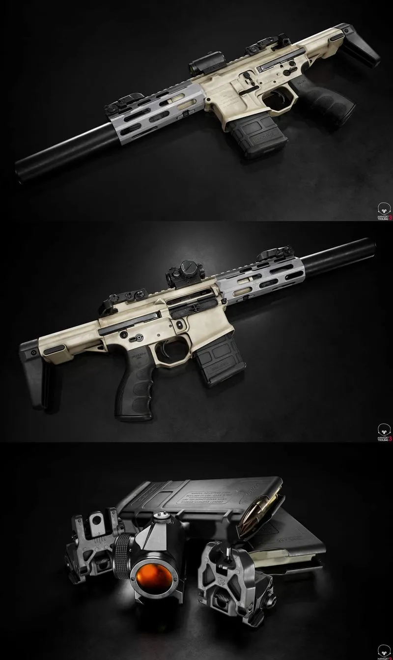 PBR Game 3D Models - AS - AAC Honey Badger personal defense weapon