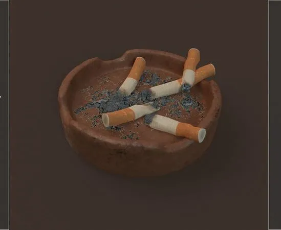 PBR Game 3D Models – Ashtray with cigarettes in it Low-poly