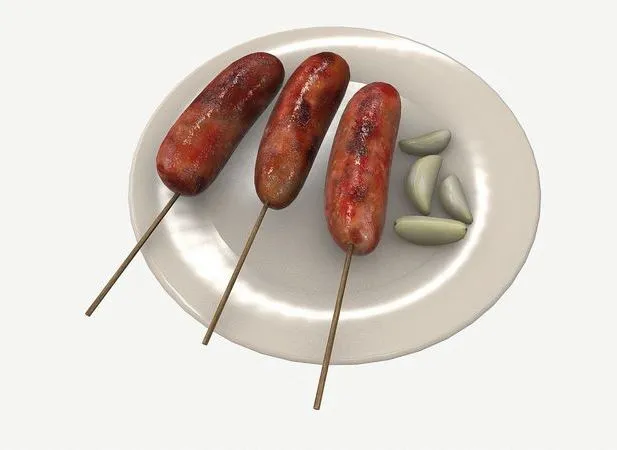 PBR Game 3D Models – Asia food Sausage