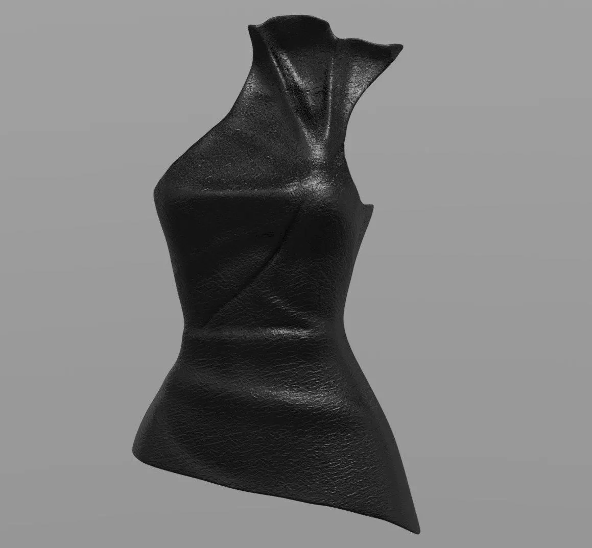 PBR Game 3D Models – Asymmetric Leather Top Fashion Design