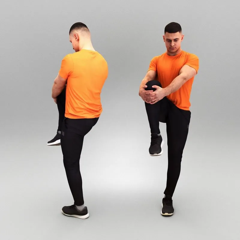 PBR Game 3D Models – Athletic man doing leg stretches 395