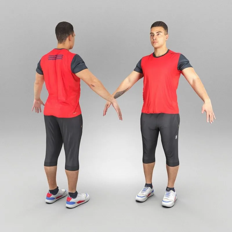 PBR Game 3D Models – Athletic man in sportswear in A-pose 364