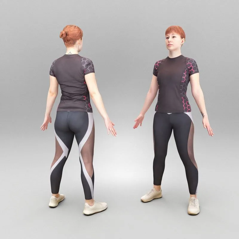 PBR Game 3D Models – Athletic woman in tracksuit ready for animation 380
