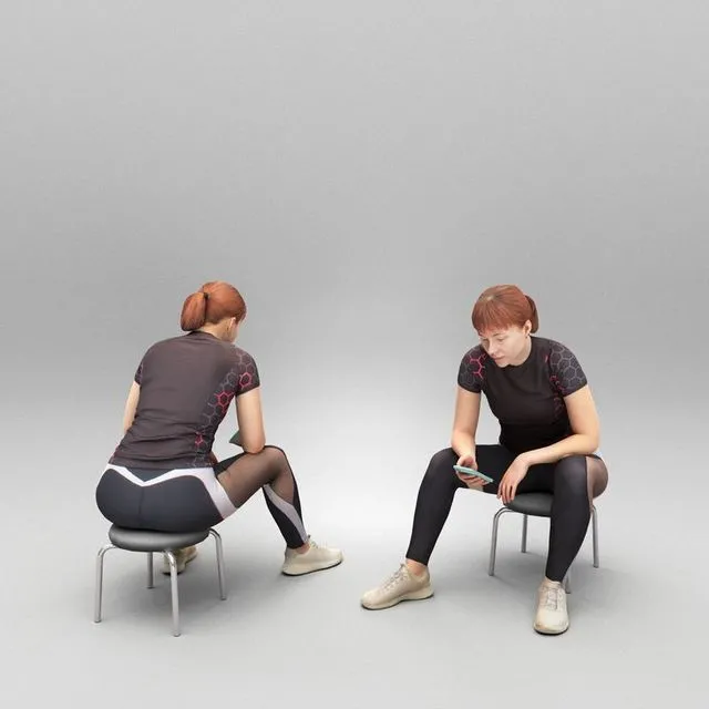 PBR Game 3D Models – Athletic young woman using smartphone 389