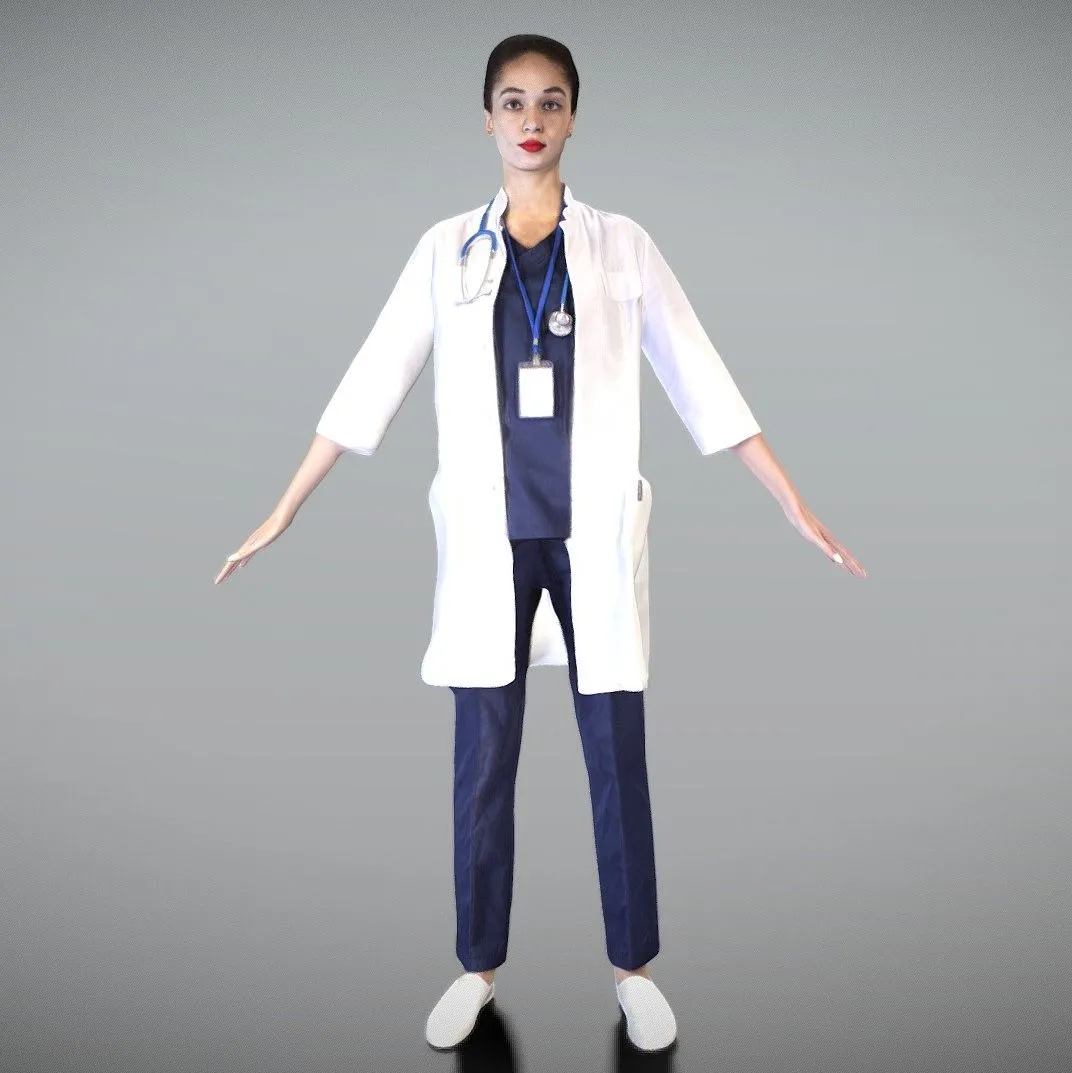 PBR Game 3D Models – Attractive Female Doctor Ready For Rigging 215