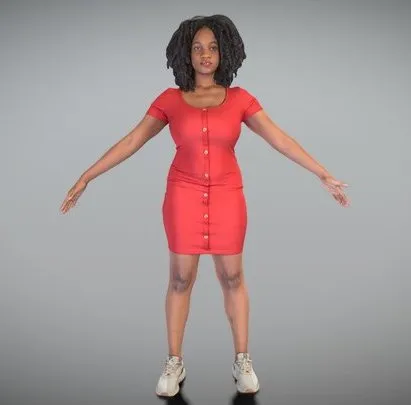 PBR Game 3D Models – Attractive Woman In Casual Dress In A Pose 229