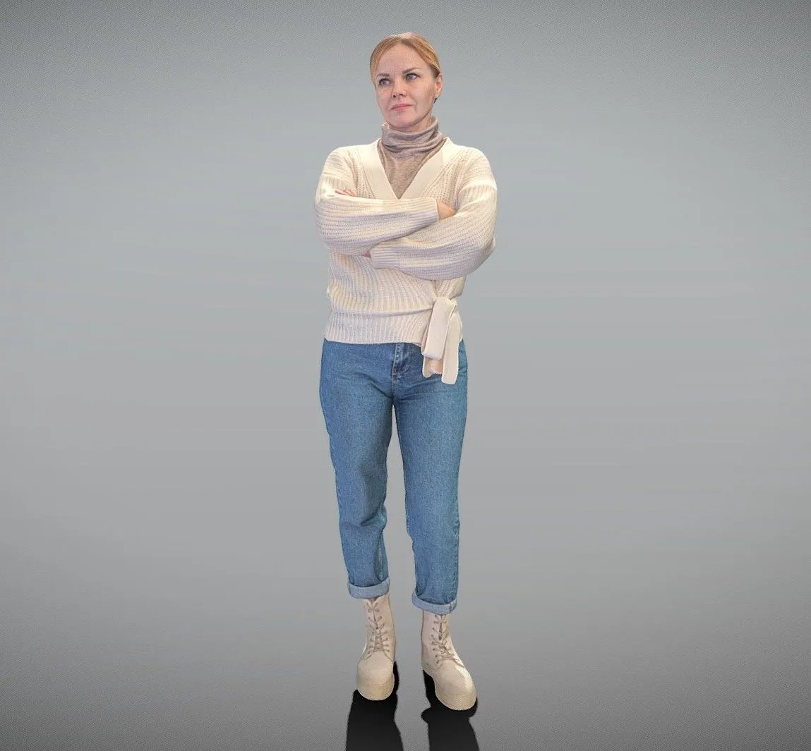 PBR Game 3D Models – Attractive Woman In Knitted Sweater 370
