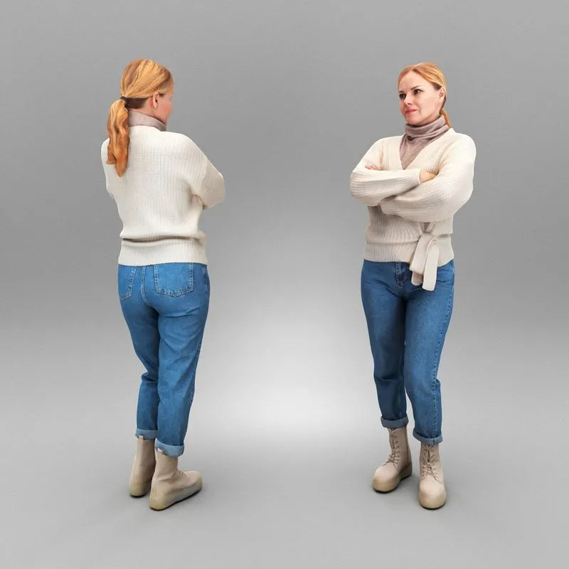PBR Game 3D Models – Attractive woman in knitted sweater 370