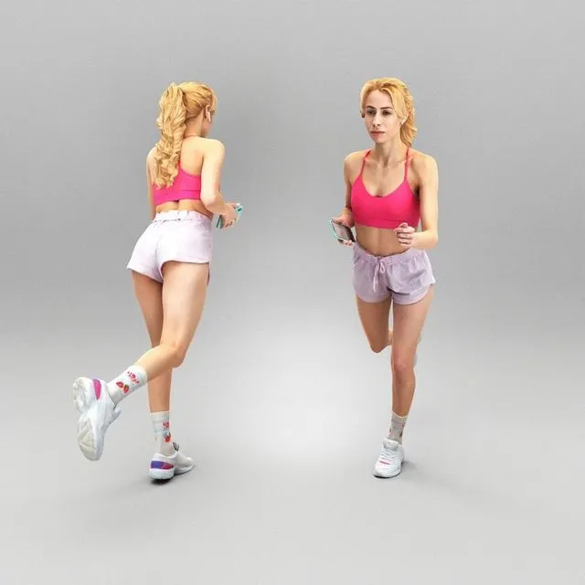 PBR Game 3D Models – Attractive young woman running 334