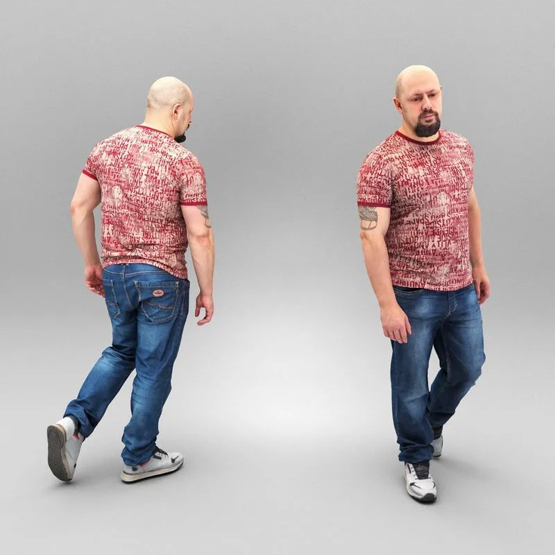 PBR Game 3D Models – Bald man walking 358