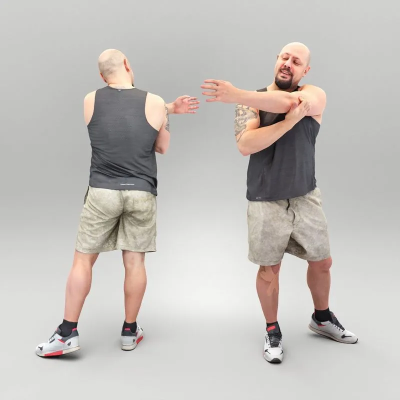 PBR Game 3D Models – Bald man working out 433