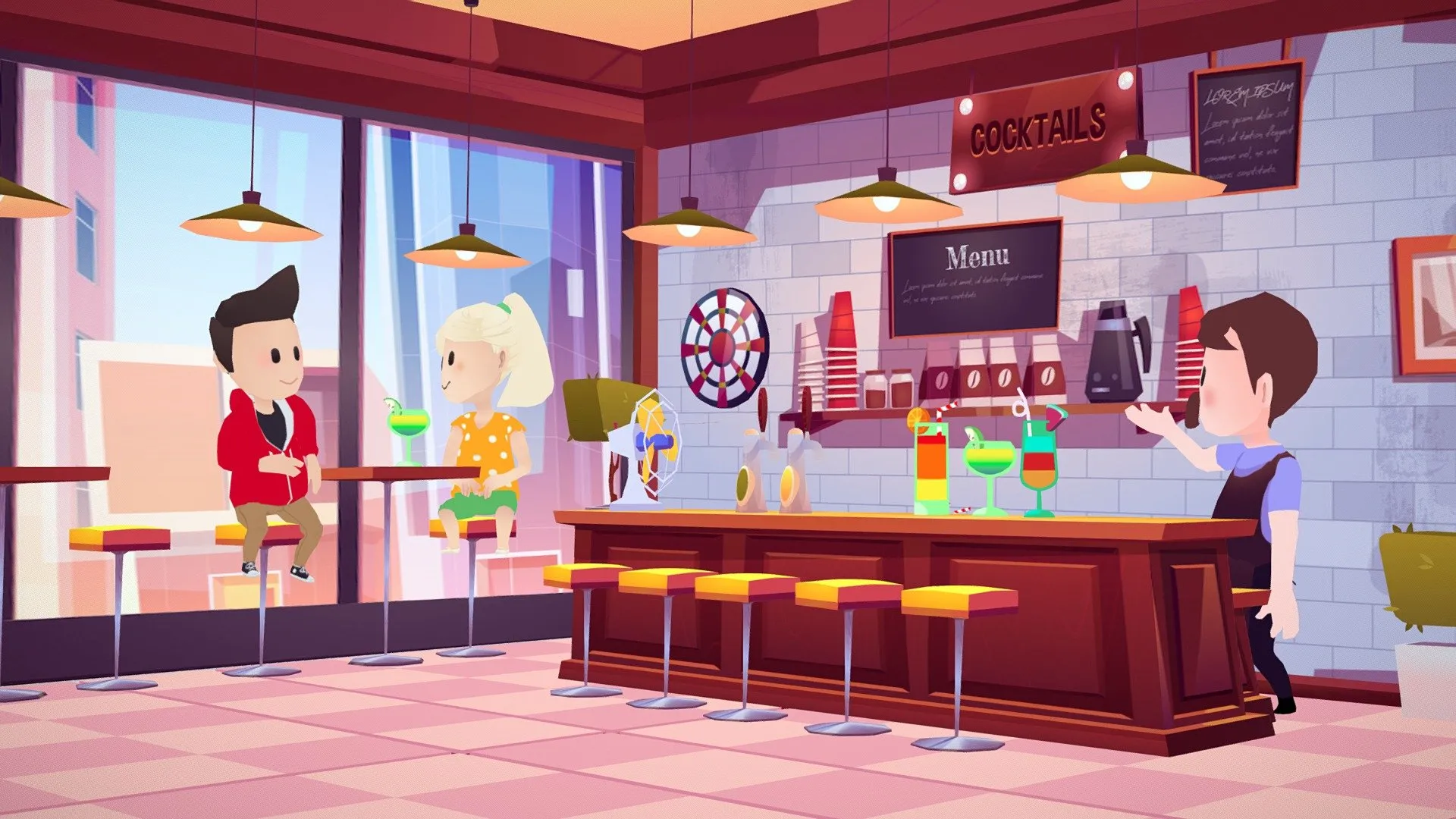 PBR Game 3D Models – Bar Store Coffee Shop Interior Lowpoly