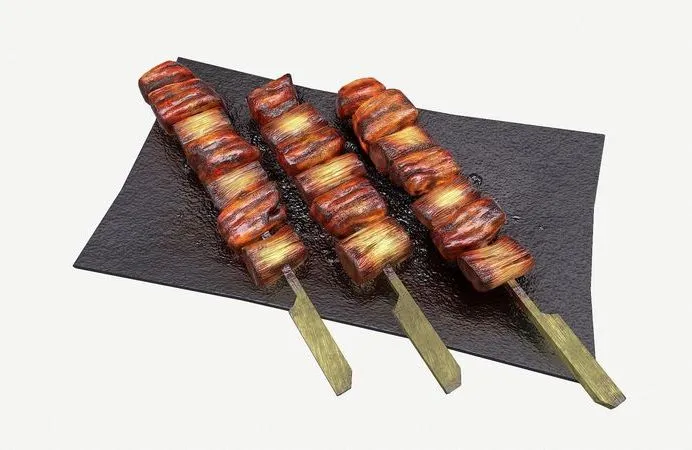 PBR Game 3D Models – Barbecue bbq pork skewers