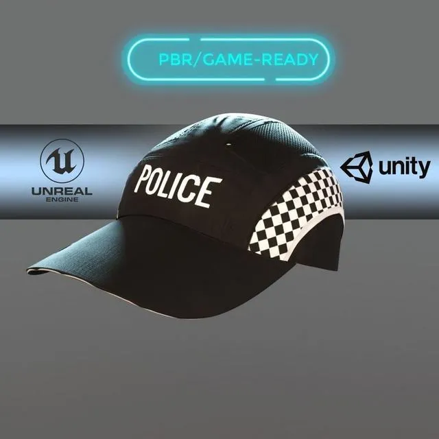 PBR Game 3D Models – Baseball police cap uniform