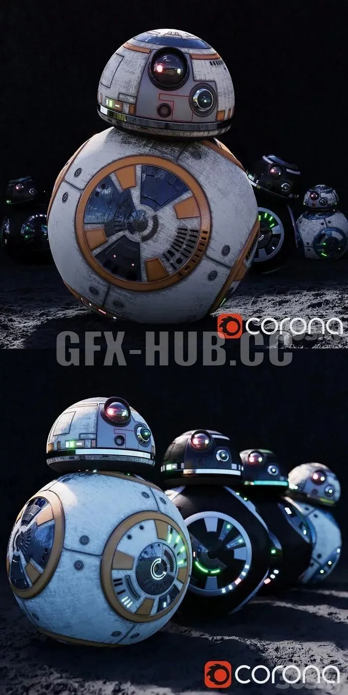 PBR Game 3D Models – BB8 HighPoly (HD) StarWars Droid