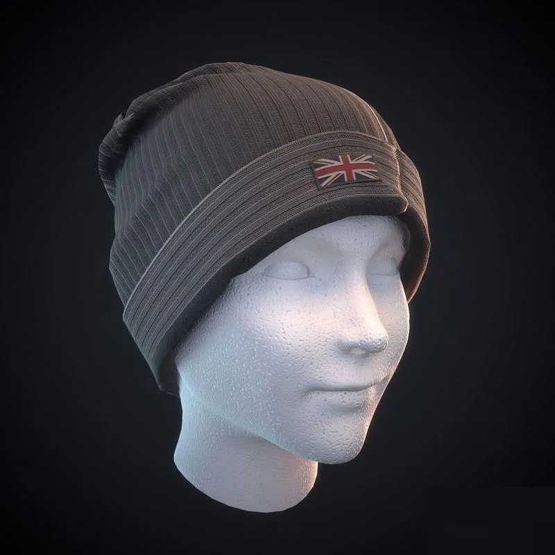 PBR Game 3D Models – Beanie british on mannequin head