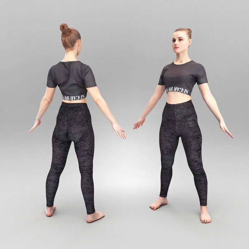 PBR Game 3D Models – Beautiful woman in sportswear in A-pose 435