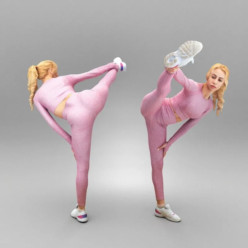 PBR Game 3D Models – Beautiful woman in tracksuit training 413