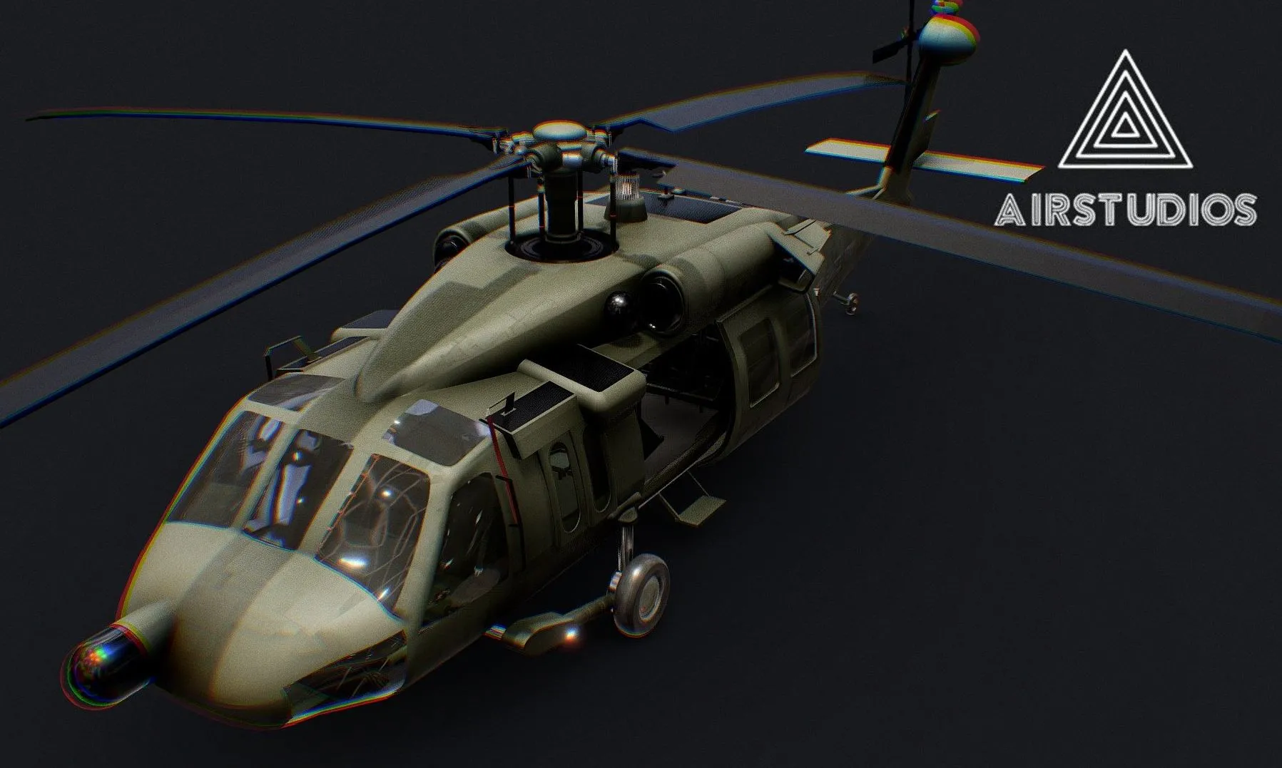 PBR Game 3D Models – Black Hawk Helicopter With Full Interior