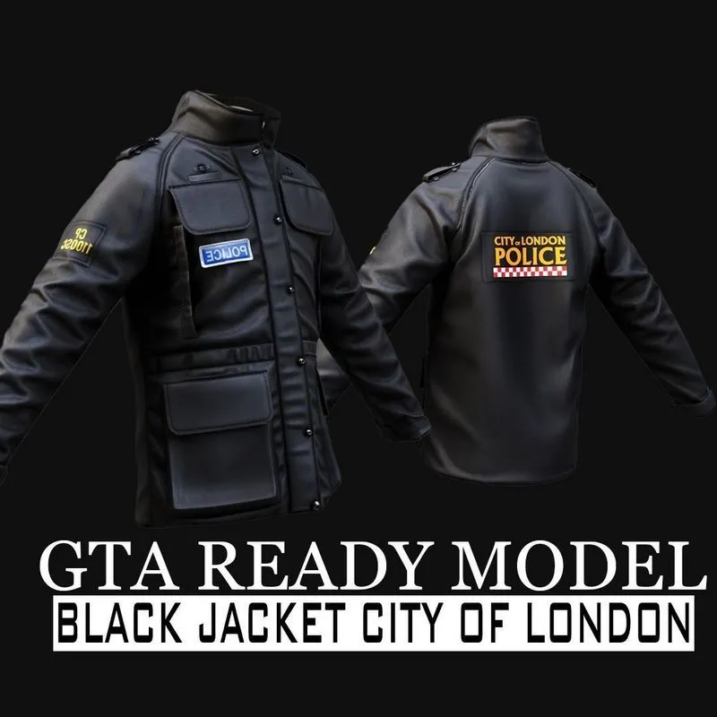 PBR Game 3D Models – Black jacket City of london Outfit for GTA FiveM UE5 Metahuman