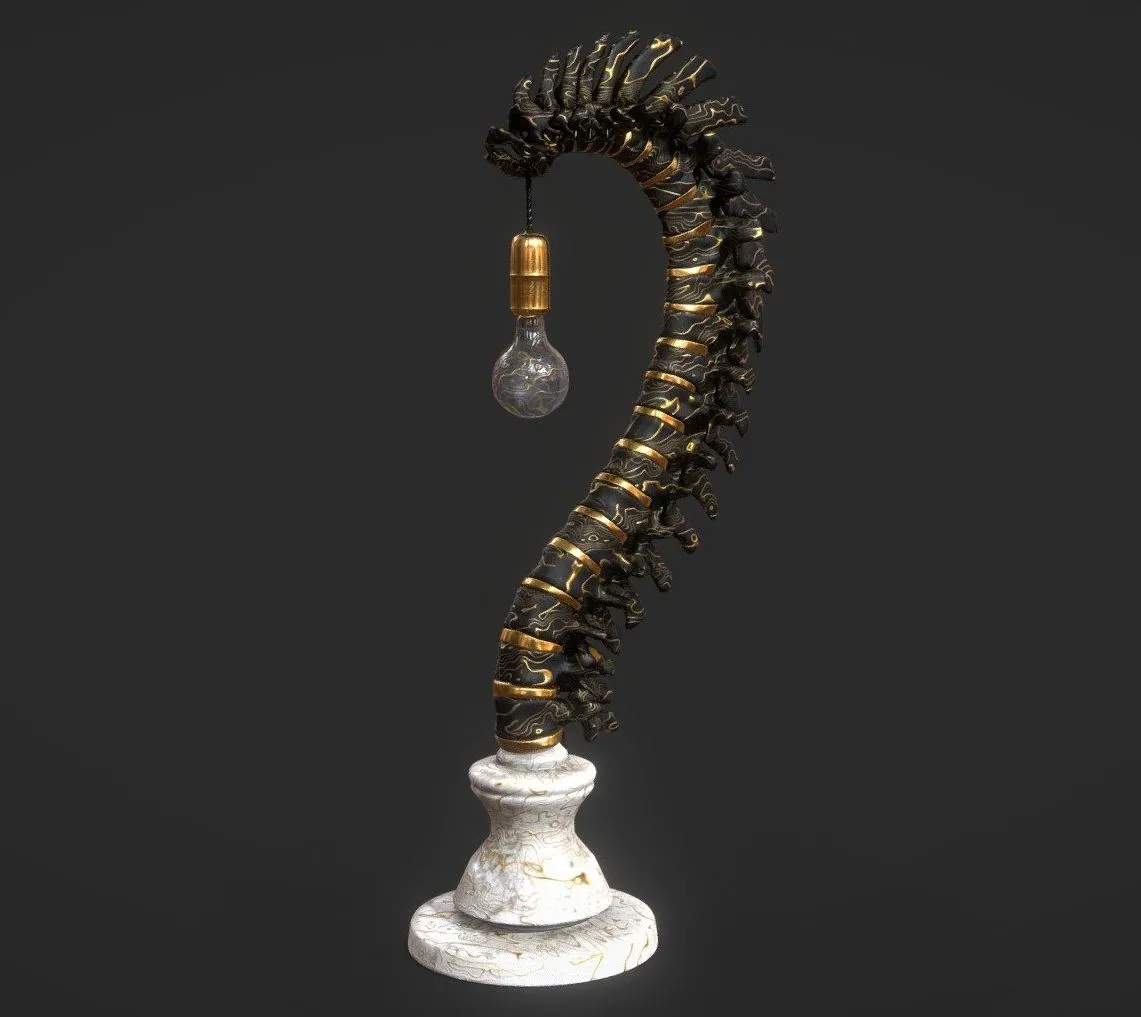 PBR Game 3D Models – Black Spine Form Table Lamp