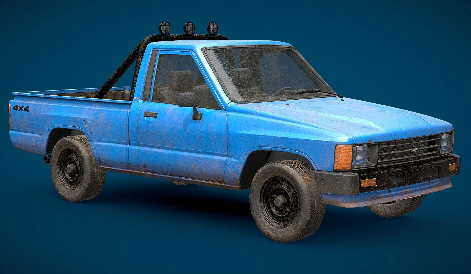 PBR Game 3D Models – Blue Pickup Truck