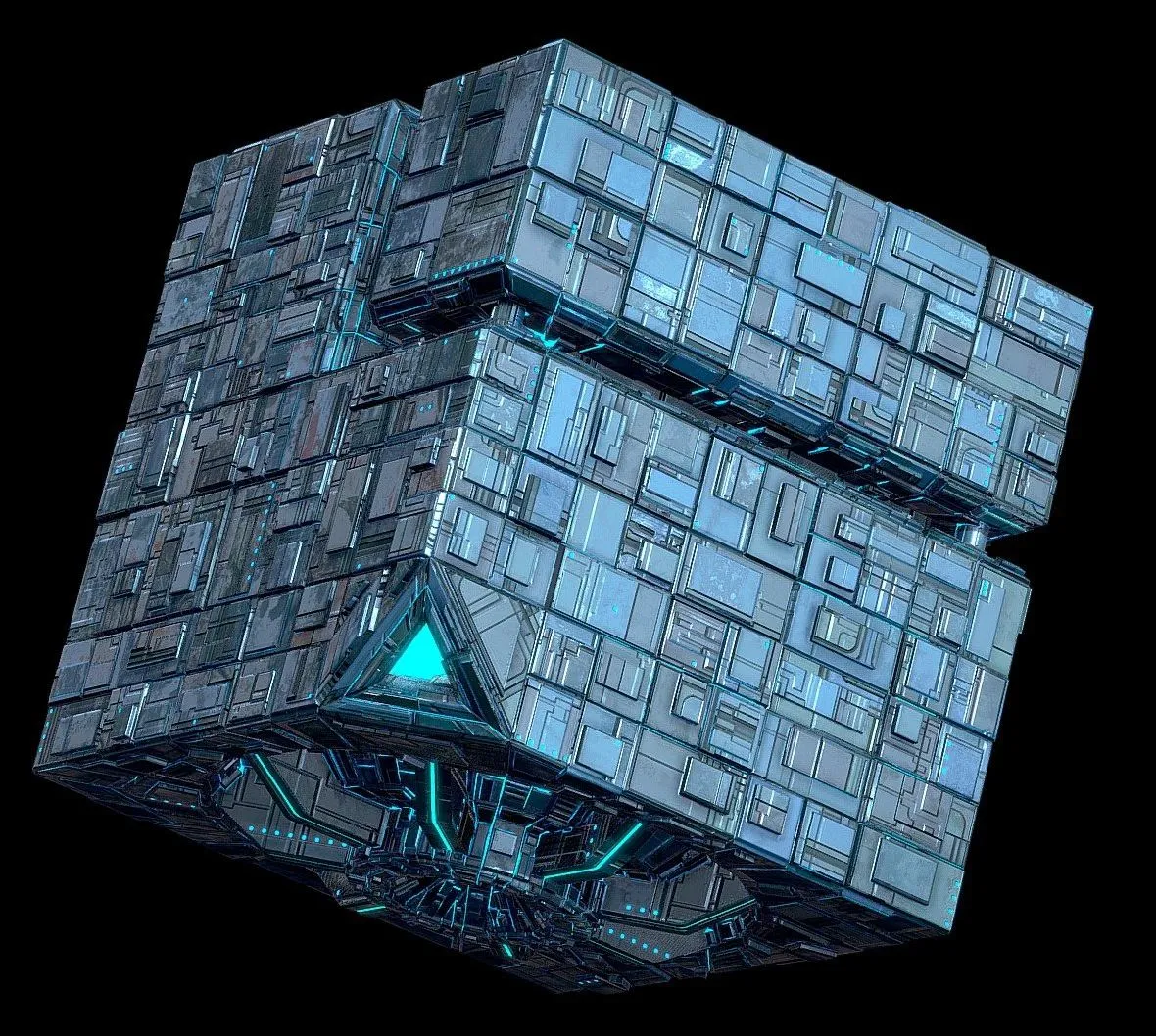 PBR Game 3D Models – Borg Cube Space Station Ship Box Lowpoly