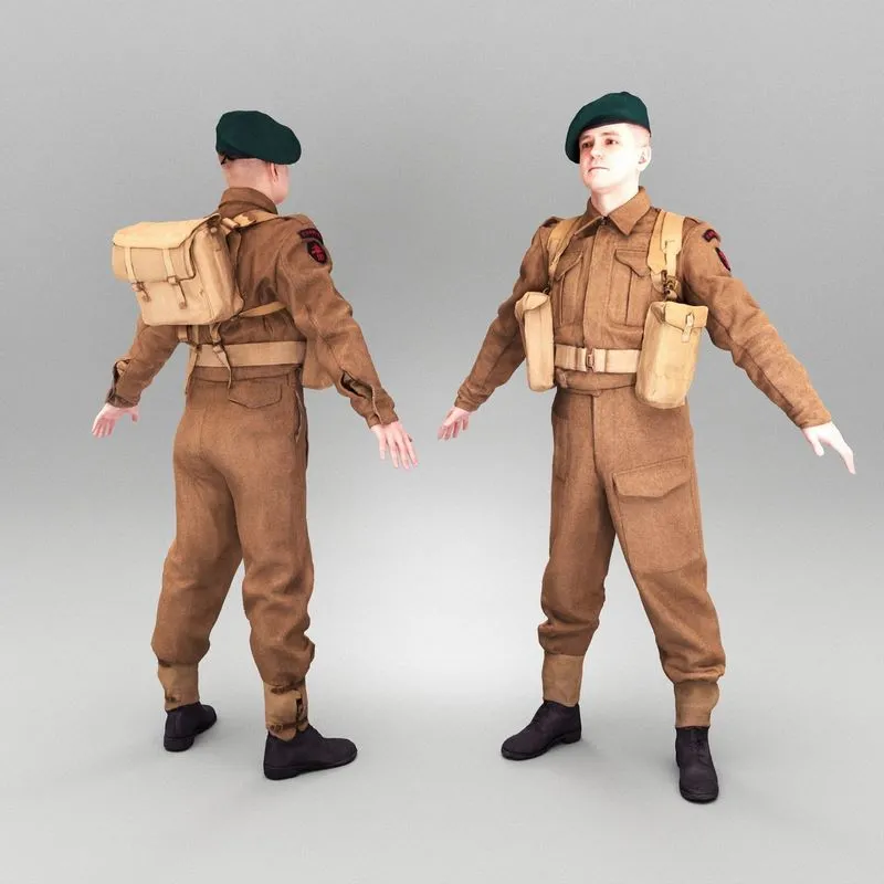 PBR Game 3D Models – British army soldier in A-pose 369