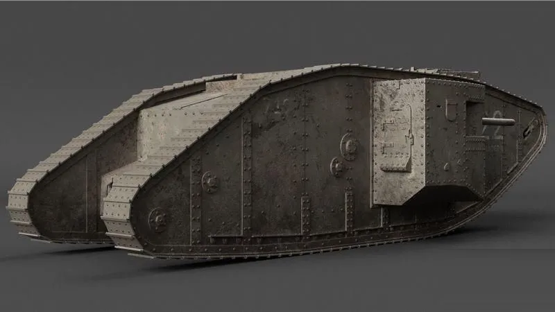 PBR Game 3D Models – British Mark 1 Tank WW1