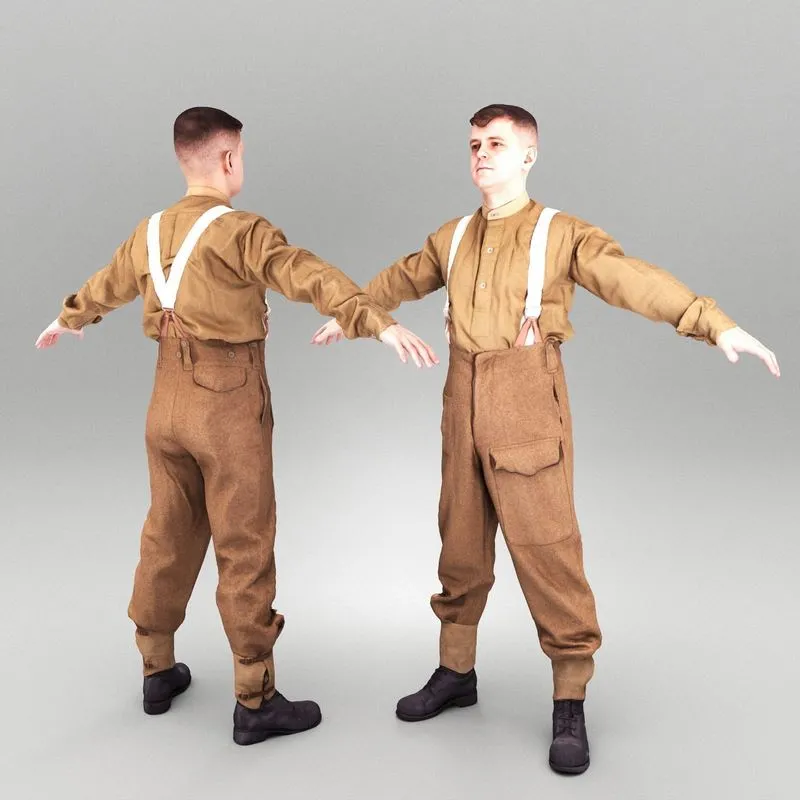 PBR Game 3D Models – British soldier ready for animation 359