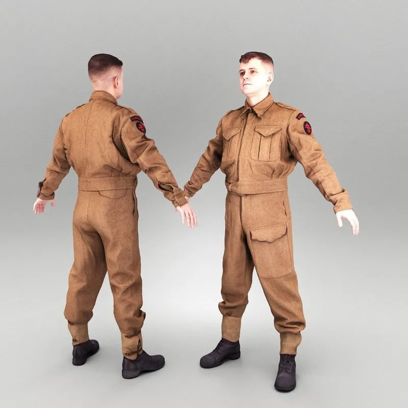 PBR Game 3D Models – British soldier ready for animation 385