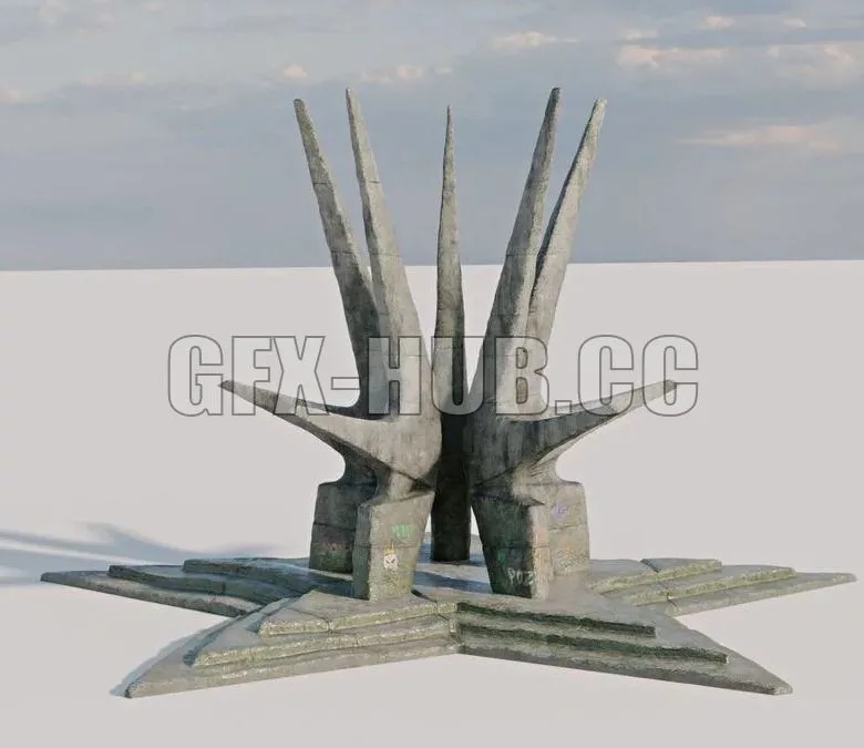 PBR Game 3D Models – Brutalist Monument 1