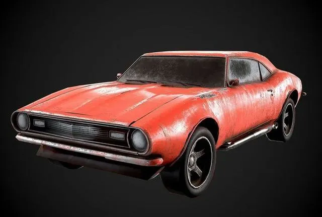 PBR Game 3D Models – Camaro SS 1967 4 COLORS Dusty