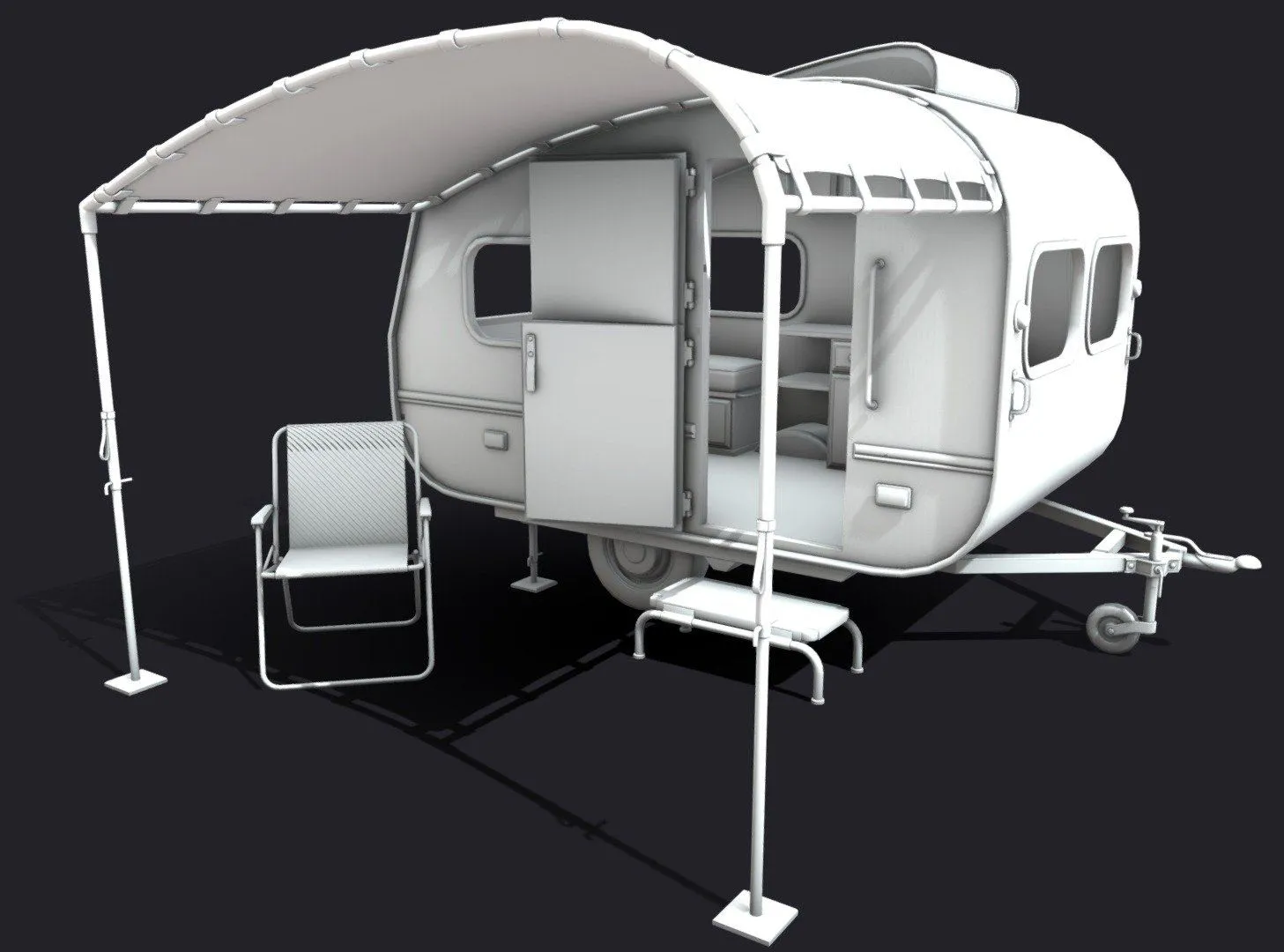 PBR Game 3D Models – Camper Trailer