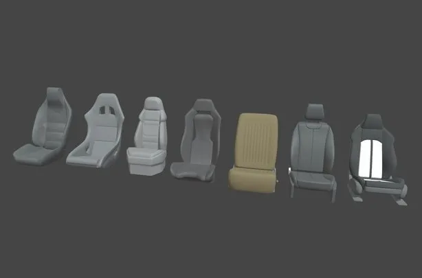 PBR Game 3D Models – Car Seat Pack 03
