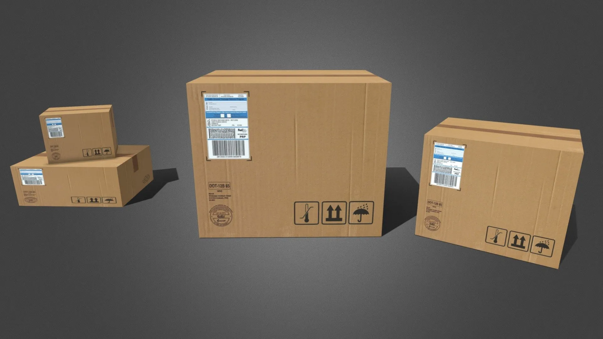 PBR Game 3D Models – Cardboard Boxes