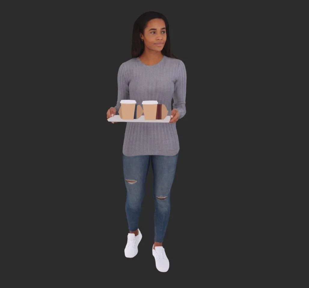 PBR Game 3D Models – Carla Posed 009 Casual Walking 3D Woman