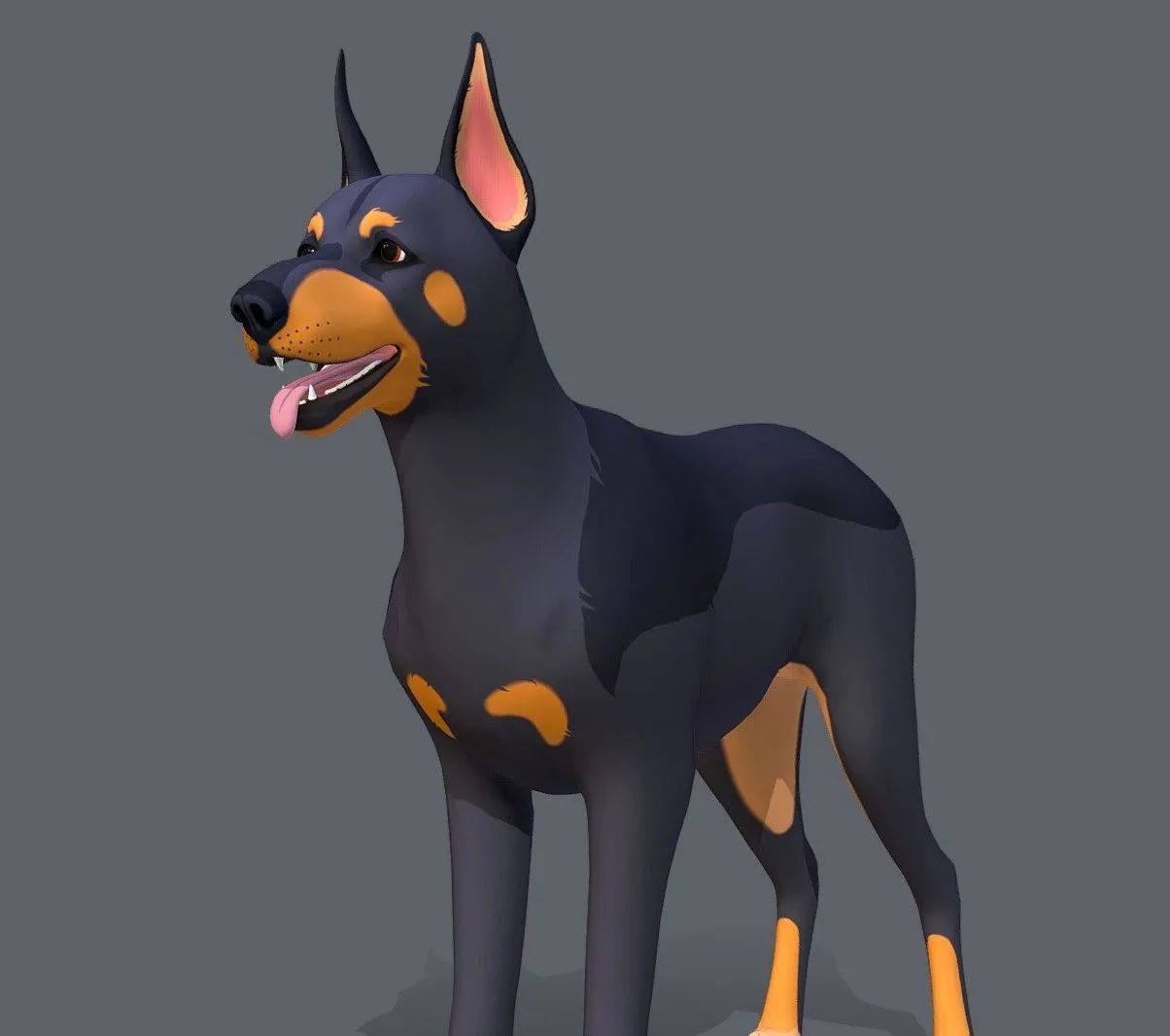 PBR Game 3D Models – Cartoon Dog Doberman