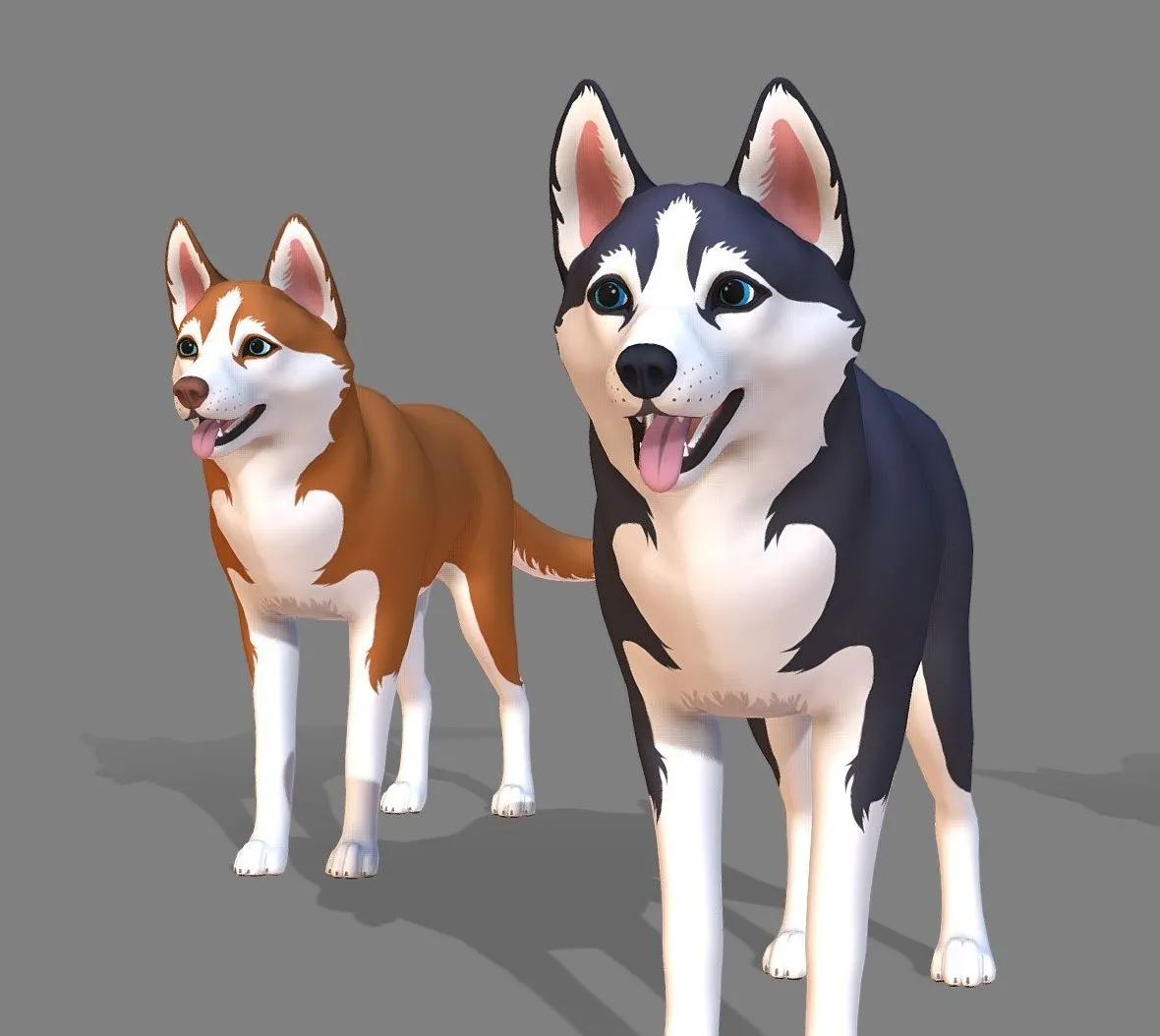PBR Game 3D Models – Cartoon Dog Husky V2