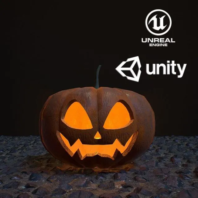 PBR Game 3D Models – Carved Halloween pumpkin Low-poly