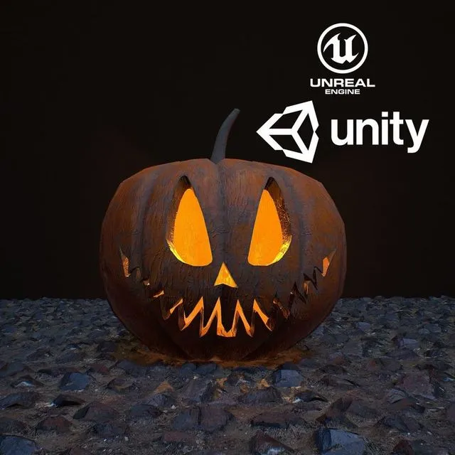 PBR Game 3D Models – Carved Halloween pumpkin vol 2