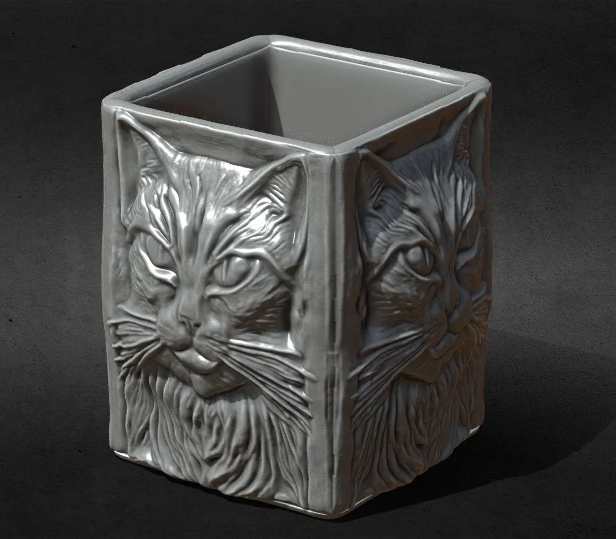 PBR Game 3D Models – Cat Cube Vase Printable