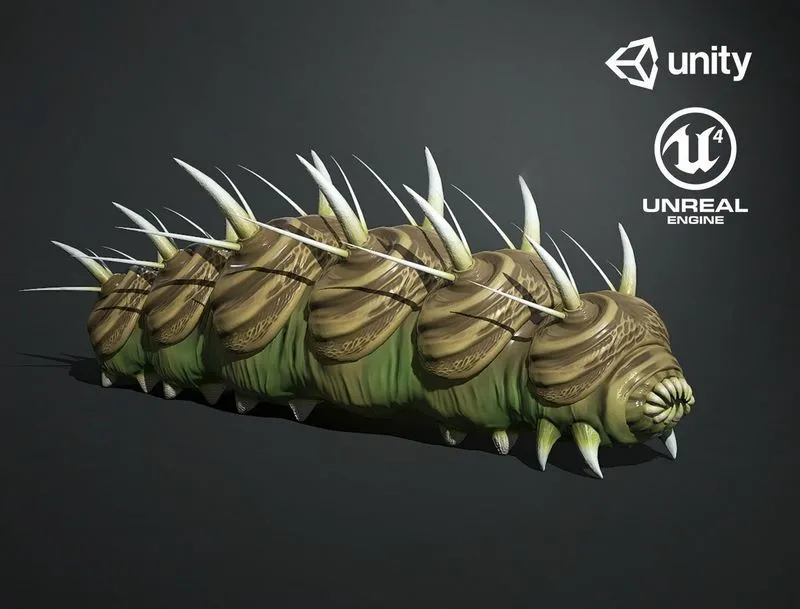 PBR Game 3D Models – Caterpillar Creature