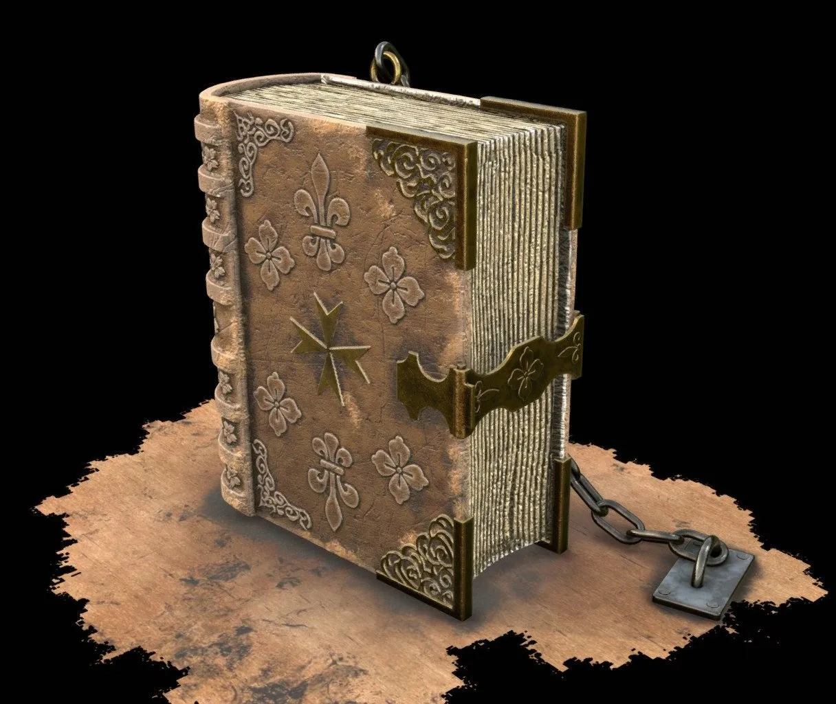 PBR Game 3D Models – Chained Medieval Library Book