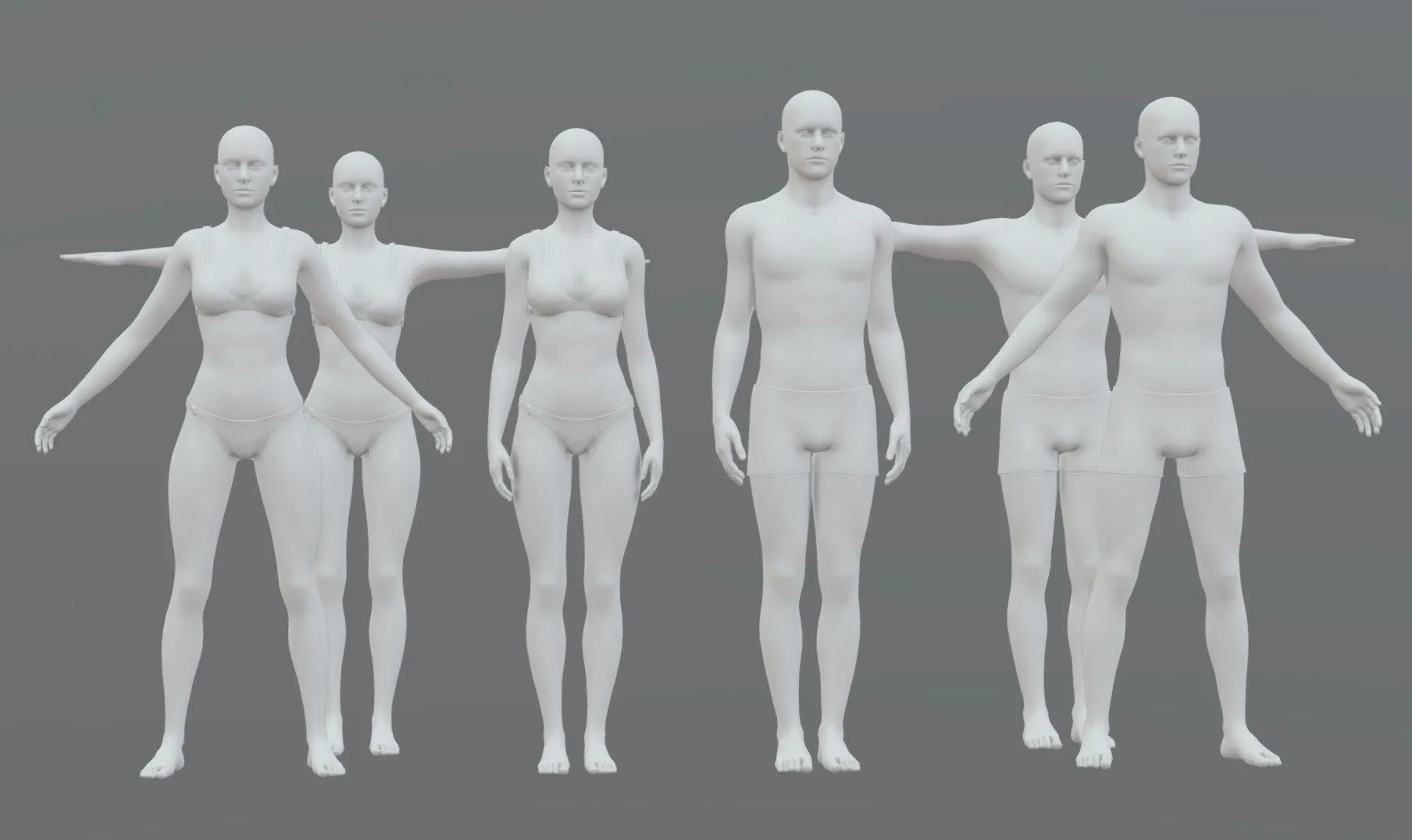 PBR Game 3D Models – Characters Base Mesh Pack