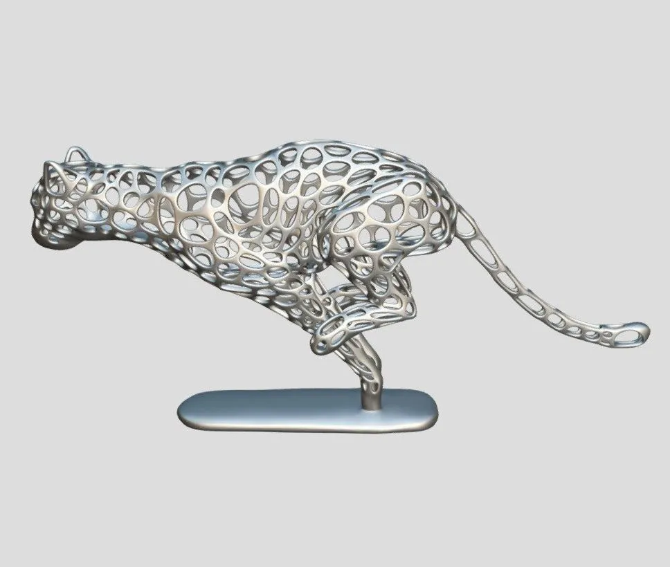 PBR Game 3D Models – Cheetah Voronoi Wireframe For 3D Print